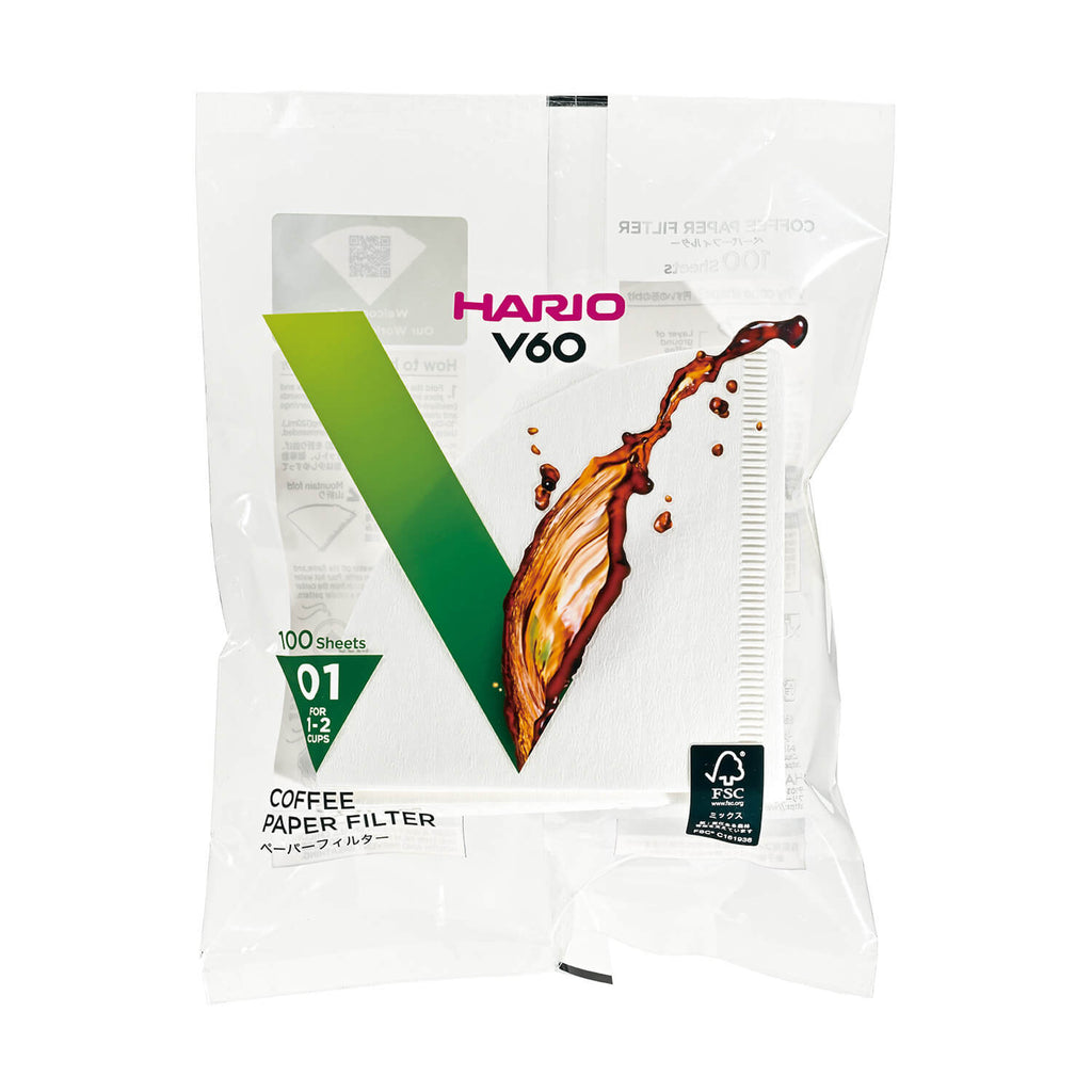 Filtros para cafe V60 Hario 01 100und