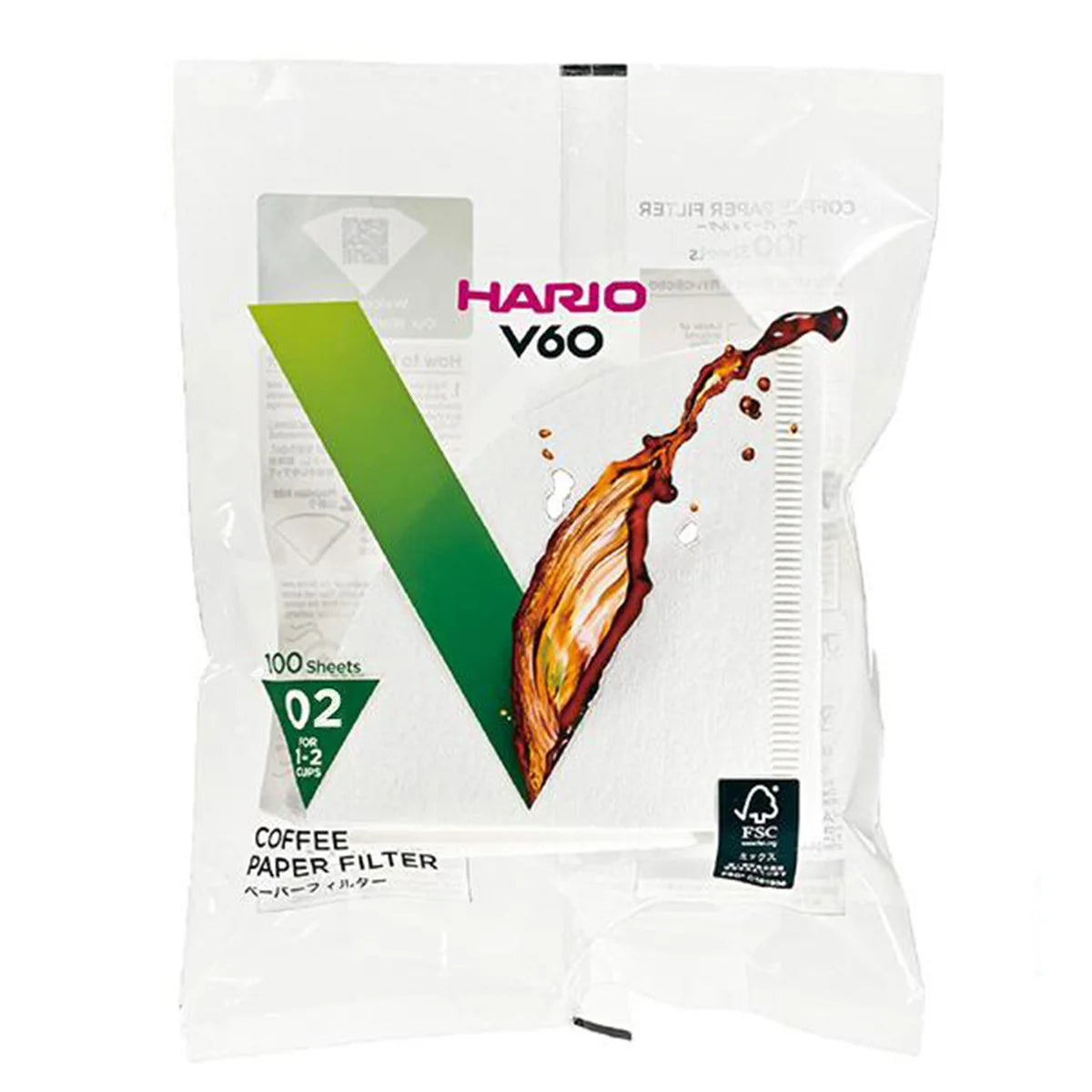 Filtros para cafe V60 Hario 02 100und